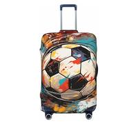 Copertura per valigia da calcio ad acquerello, protezione per bagagli, elastica per palloni sportivi, antigraffio, antipolvere, adatta per bagagli da 56 a 61 cm, Multicolore, M