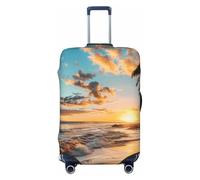 Copertura per valigia da spiaggia, protezione per bagagli, con elastico al tramonto e mare, antigraffio, antipolvere, adatta per bagagli da 56 a 61 cm, Multicolore, L