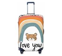 Copertura per valigia, motivo leopardato, con scritta "Love You", elastica, antigraffio, antipolvere, adatta per bagagli da 56 a 61 cm, Multicolore, S