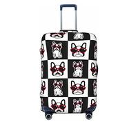 Copertura per valigie altamente elastica in spandex per bagagli, grande, adatta a 25 a 28 pollici con simpatico bulldog francese con stampe a forma di cuore con occhiali da sole, bianco, x-large