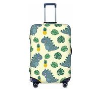 Copertura per valigie altamente elastica in spandex per valigie, grande, adatta a bambini da 63 a 71 cm, motivo: dinosauro carino con stampe di ananas, bianco, M