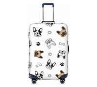 Copertura per valigie altamente elastica in spandex per valigie, piccola adatta a bulldog francese da 45,7 a 53,3 cm, stampa di ossa di zampa, bianco, S