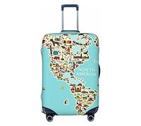 Copertura per valigie altamente elastica in spandex per valigie, XL, adatta a stampe di icone e mappe della linea di viaggio del mondo da 73 a 81 cm, bianco, L