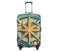 Copertura per valigie con bussola nautica, protezione per bagagli, retro con stella marina, elastica, antigraffio, antipolvere, adatta per bagagli da 56 a 61 cm, Multicolore, M