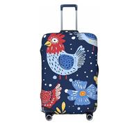 Copertura per valigie con gallina in stile cartone animato, copertura elastica per bagagli con gallo e fiori, antigraffio, antipolvere, adatta per bagagli da 56 a 61 cm, Multicolore, L