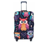 Copertura per valigie con gufo animale, graziosa copertura elastica per bagagli, antigraffio, antipolvere, adatta per bagagli da 56 a 61 cm, Multicolore, L