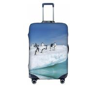 Copertura per valigie con pinguino di montagna con neve, elastica, lavabile, antigraffio, adatta per valigie da 45,7 a 81,7 cm, bianco, M