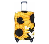 Copertura per valigie con stampa di mucca, protezione per bagagli, con girasole, elastica, antigraffio, antipolvere, adatta per bagagli da 56 a 61 cm, Multicolore, L