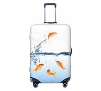 Copertura per valigie con stampa di pesci nell'acqua, copertura per bagagli da viaggio, lavabile, antigraffio, Nero , S