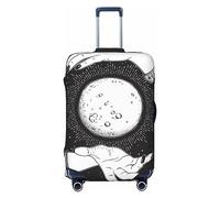 Copertura per valigie da viaggio con raggi di luce in mano, lavabile, con cerniera e fibbia, 71,1 cm, Raggi di luce della luna piena nelle mani, x-large