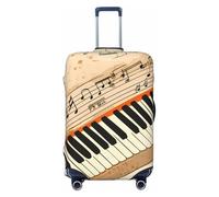 Copertura per valigie per tastiera di pianoforte, stile vintage, con note musicali retrò, copertura elastica per bagagli, antigraffio, antipolvere, adatta per bagagli da 56 a 61 cm, Multicolore, L
