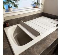Copertura per vasca da bagno in stile otturatore, copertura per vasca da bagno in PVC, per tenere lontana polvere/spazzatura, mantiene l'acqua della vasca calda, coperture pieghevoli per vasca, bianco