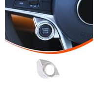 Copertura per volante auto con pulsante Start-Stop Adatta per Alfa Romeo Giulia 2017 2018 2019, cornice decorativa One Click Start per accessori Alfa Romeo Giulia, decorazione per volante (argentato)