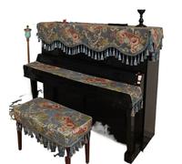 Copertura Pianoforte Copertura for pianoforte Jacquard Ciniglia Perline Nappa Custodia protettiva for Motivo floreale vintage for sgabello for Asciugamano in tessuto(Color 03,Key towel 180x28cm)