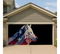 Copertura poligonale patriottica per porta del garage, grande striscione per decorazione esterna della casa, uso tutto l'anno, 390 x 180 cm