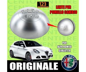Copertura Pomello Cambio 6 Marce ALFA ROMEO GIULIETTA Satinato Argento ORIGINALE
