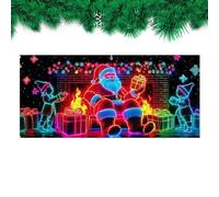 Copertura Porta Garage Babbo Natale | 4x1.8m UV Fluorescente Decorazione Natalizia,Stendardo Per Sfondo Decorazione Giardino | Per Appassionati Fai Da Te Riunioni Familiari Festività Invernali