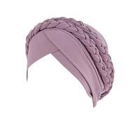 Copertura pre-legata treccia turbante cappello copricapo copricapo etnico avvolgere testa cappelli per capelli cappello all'aperto, rosa, Taglia unica