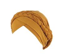 Copertura pre-legata treccia turbante cappello copricapo copricapo etnico avvolgere testa cappelli per capelli cappello all'aperto, Giallo, Taglia unica
