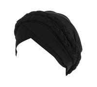 Copertura pre-legata treccia turbante cappello copricapo copricapo etnico avvolgere testa cappelli per capelli cappello all'aperto, Nero , Taglia unica