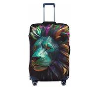 Copertura protettiva elastica lavabile per valigia da viaggio con motivo astratto 3D, motivo leone, alla moda, antipolvere, adatta a valigie da 18 a 32 pollici, nero, piccolo
