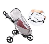 Copertura protettiva impermeabile per sacche da golf su carrelli a spinta, progettata per prevenire danni da pioggia e luce solare pur essendo leggera e facile da trasportare