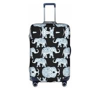 Copertura protettiva per bagagli, alla moda, con stampa di elefanti, accessorio da viaggio estetico, cerniera invisibile, bianco, XL