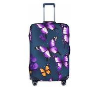 Copertura protettiva per bagagli, alla moda, con stampa di farfalle viola, accessorio da viaggio estetico, cerniera invisibile, bianco, XL