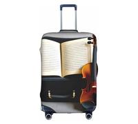 Copertura protettiva per bagagli, alla moda, con stampa di violino e libro, accessorio da viaggio estetico, cerniera invisibile, bianco, L