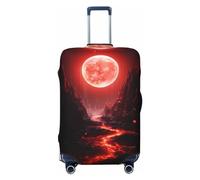 Copertura protettiva per bagagli, copertura per valigia, antigraffio, con luna rossa e lava, per bagagli, Nero , M