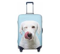 Copertura protettiva per bagagli, copertura per valigia, antigraffio, motivo: cucciolo che lecca il naso, Nero , S