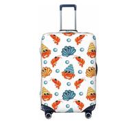 Copertura protettiva per bagagli, copertura per valigia, motivo eremita, granchio, gamberetti, capesante, morbida e alla moda, Nero , S