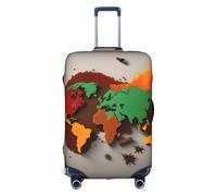 Copertura protettiva per bagagli, motivo: mappa del mondo con stampa di spezie, accessorio da viaggio estetico, cerniera invisibile, bianco, L