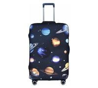 Copertura protettiva per bagagli, motivo: pianeti, stelle e Via Lattea, elastica, lavabile, per valigie da viaggio, bianco, Small