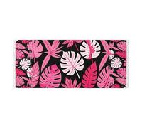Copertura protettiva per lavatrice e asciugatrice con bordo in pizzo con borsa laterale antipolvere per lavatrice Calathea Variegata Monstera Leaf Pink si adatta alla maggior parte delle lavatrici o