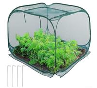 Copertura protettiva per piante pieghevole in rete con paletti, progettata per prevenire intrusioni da parassiti e danni causati dalle intemperie in giardino (80 x 80 x 80 cm)