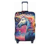 Copertura protettiva per trolley e valigie, antigraffio, con unicorno, 45-81 cm, adatta per viaggi, viaggi di lavoro, bianco, L