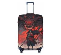 Copertura protettiva per valigia, con drago rosso e nero, motivo spadaccino orientale, morbida e alla moda, per bagagli, Nero , S