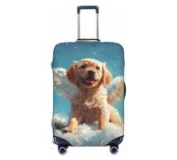 Copertura protettiva per valigia, con grazioso cane con ali d'angelo, antigraffio, per bagagli, Nero , L