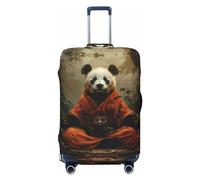 Copertura protettiva per valigia, con panda che medita nella giungla, antigraffio, per bagagli, Nero , x-large