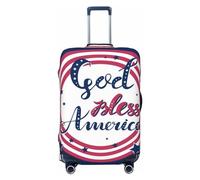 Copertura protettiva per valigia, con scritta in lingua inglese "God Bless America, Patriotic Star", antigraffio, per bagagli, Nero , L