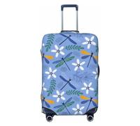 Copertura protettiva per valigia, con stampa di libellule e piante, morbida e alla moda, per bagagli, Nero , x-large