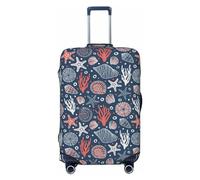 Copertura protettiva per valigia, copertura per valigia, motivo stella marina e spiaggia, morbida e alla moda, Nero , S