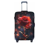 Copertura protettiva per valigia, motivo artistico con gocce di rugiada, rosa, antigraffio, per bagagli, Nero , x-large