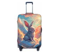 Copertura protettiva per valigia, motivo: coniglio alato di sole, antigraffio, per bagagli, nero, Medium