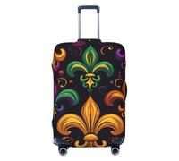 Copertura protettiva per valigie colorata Mardi Gras, Fleur De Lis elastica per bagagli, antigraffio, antipolvere, adatta per bagagli da 56 a 61 cm, Multicolore, M