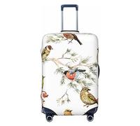 Copertura protettiva per valigie da viaggio in stile vintage bohémien, con motivo floreale, lavabile, con cerniera e fibbia, 71 cm, Uccelli della foresta dell'acquerello, L