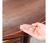 Copertura protettiva trasparente per tavolo rotondo, impermeabile, spessore 2,5 mm, antigraffio, disponibile in 40/50/60/90/120 cm, design satinato, dimensioni 135 cm.
