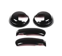 Copertura Pulsante Avviamento Dell'auto Per Fiat 500 Per Abarth 595 2010 Modanatura Interna Pannello Maniglia Auto Copertura Decorativa ABS Motivo In Fibra Di Carbonio 4 Pezzi(Piano Black)