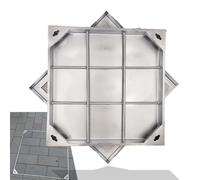 Copertura Quadrata da Incasso for Pozzetto, Copertura Invisibile per Bacino Fognario Coperchio Quadrato per Fossa Settica con Base Coperchio di Ispezione in Metallo Resistente(500x500mm/19.7x19.7in)